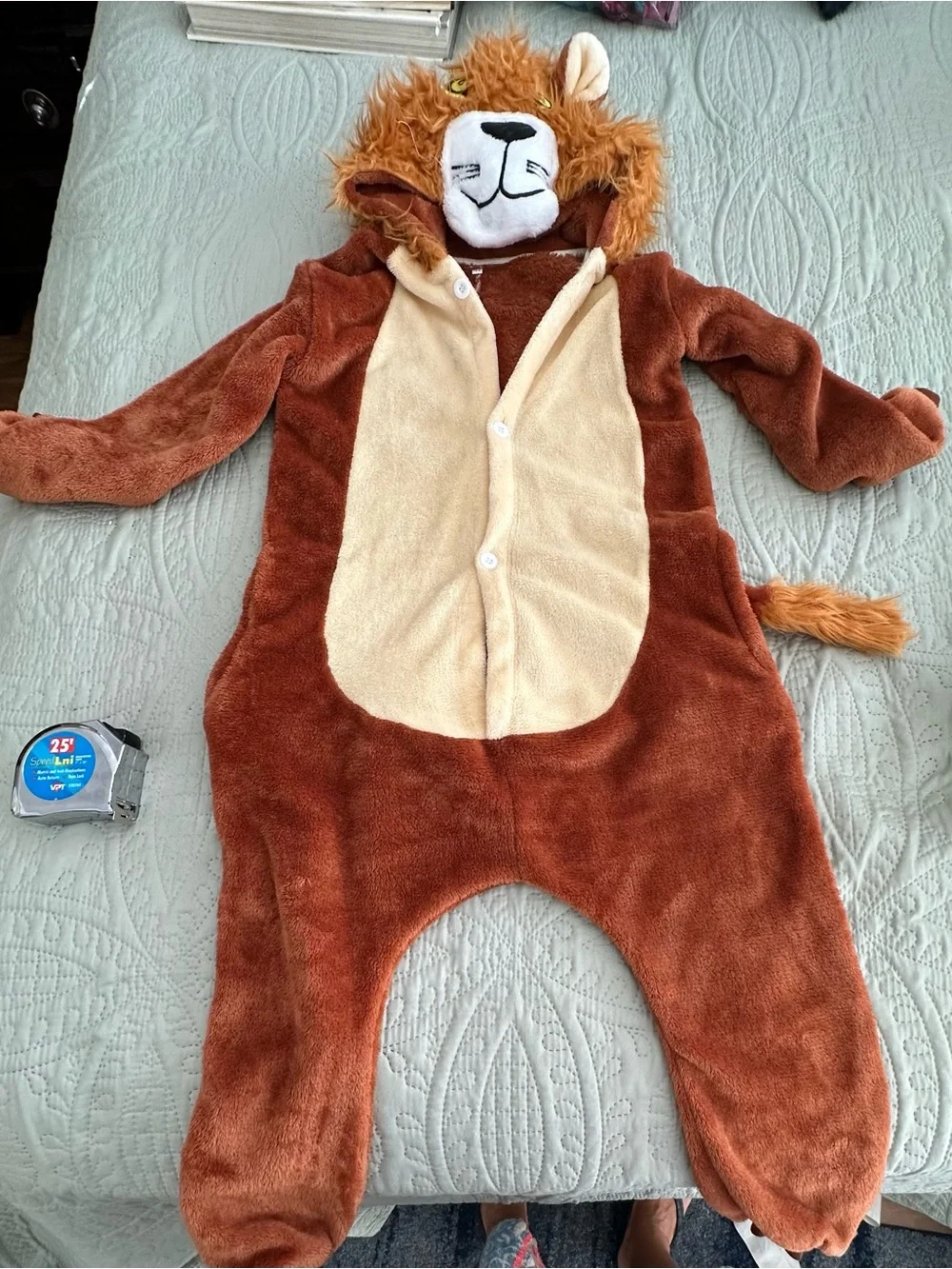 Kids Plush Hooded Lion One-Piece Halloween Costume Child Sz 4-6
